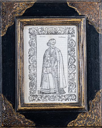 Coppia di incisioni con modelli di costumi antichi