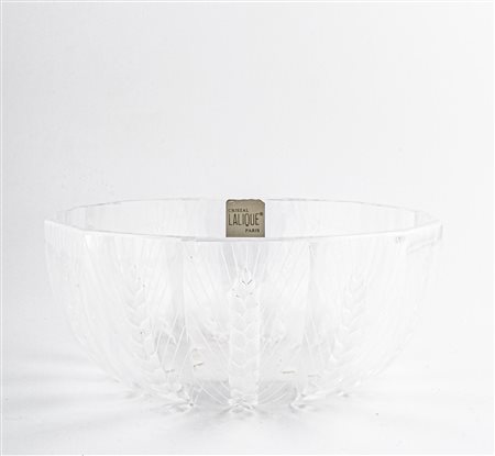 Coppa in cristallo Lalique con decoro di spighe di grano