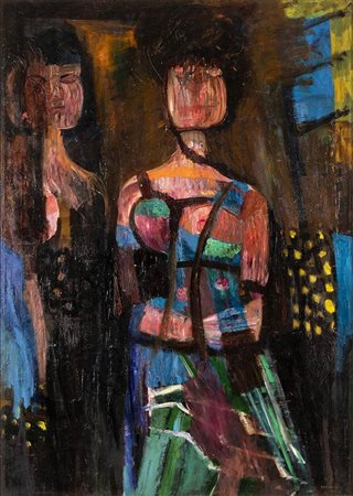 BRUNO CASSINARI (Piacenza, 1912 - Milano, 1992): Due figure, 1963
