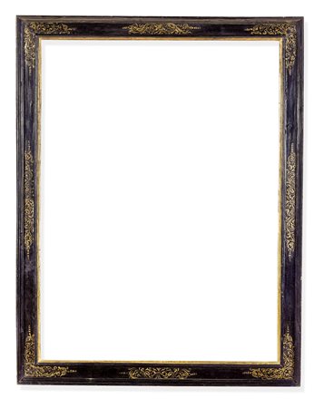 Cornice a cassetta in legno ebanizzato con racemi dorati. Italia centrale XVI secolo