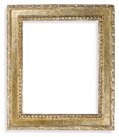 Cornice a cassetta in legno argentato a mecca. Italia centrale XVI secolo