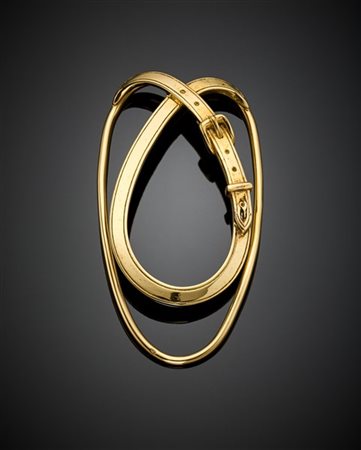 HERMES 
Fermasoldi in oro giallo a guisa di cintura, g 17,63 circa, lungh. cm 6