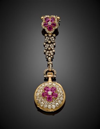 ROSSEL & FILS - BAUTTE GENEVE
Orologio spilla pendente in oro giallo, argento,