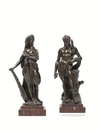 Due bronzetti, Italia centro-settentrionale, inizi sec. XVIII, Ercole e...