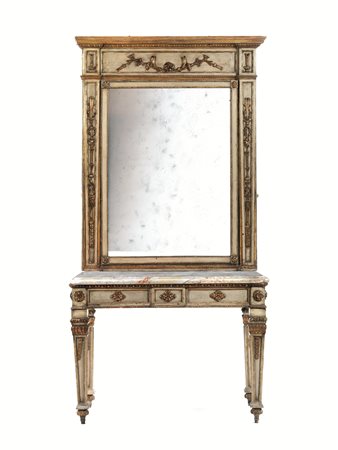 Console con specchiera, Italia centrale, ultimo quarto, sec. XVIII, in legno...