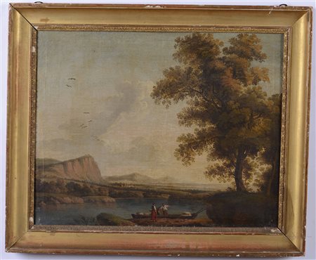 Paesaggio con pescatore Scuola romana del XVIII secolo