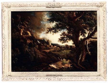 Coppia di paesaggi campestri Scuola del XVIII secolo