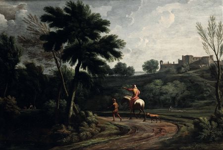 Paesaggio con cavaliere Scuola romana del XVIII secolo