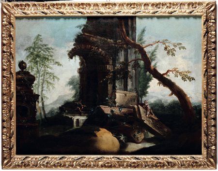 Coppia di paesaggi con architetture Scuola del XVIII secolo