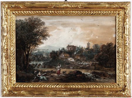 Francesco Zuccarelli (1702 Pitigliano-1788 Firenze), Paesaggio con figure