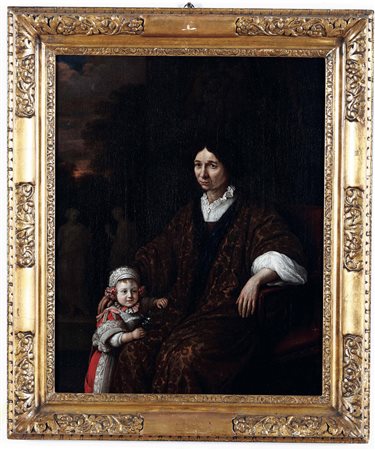 Michiel Van Musscher (1645-1705), Ritratto di dama con bambino