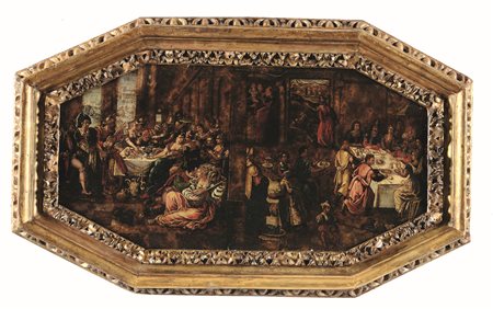 Scena di banchetto Scuola dell'Europa del Nord del XVI secolo