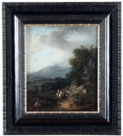 Paesaggio con viandanti Scuola fiamminga del XVIII-XIX secolo