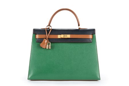 Hermès - Borsa Kelly tricolore 35 cm
