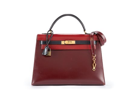 Hermès - Borsa Kelly Sellier tricolore 32 cm
