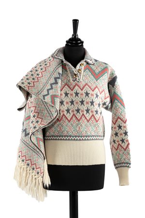 Yves Saint Laurent Rive Gauche - Lotto composto da un top a manica lunga e da una lunga stola