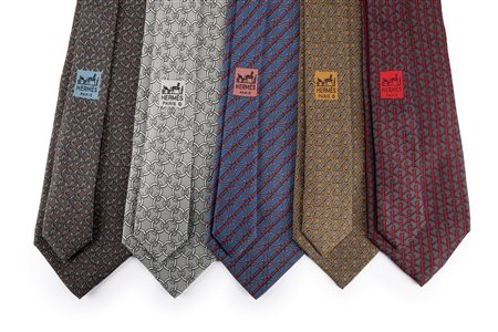 Hermès - Lotto di cinque cravatte