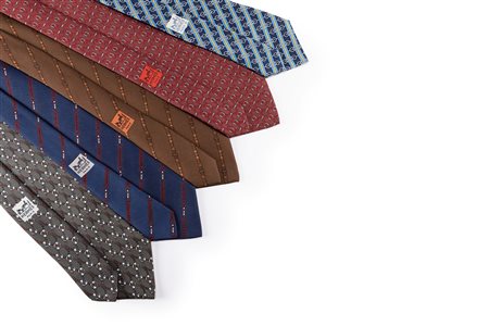 Hermès - Lotto di cinque cravatte