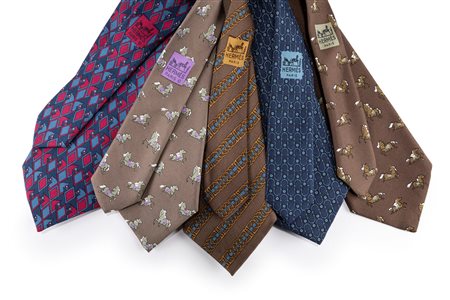 Hermès - Lotto di cinque cravatte