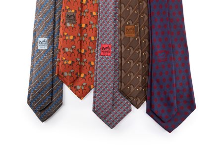 Hermès - Lotto di cinque cravatte