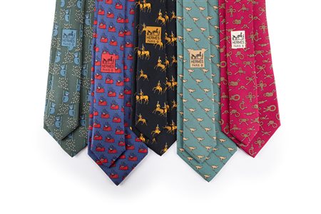 Hermès - Lotto di cinque cravatte