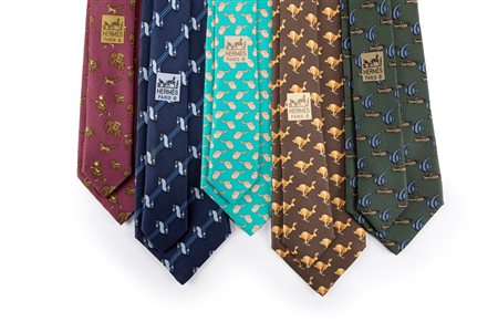 Hermès - Lotto di cinque cravatte