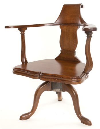  
Poltrona da scrivania in legno curvato, ebanisteria americana del XIX secolo 
 cm 90x78x45