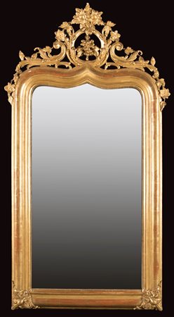  
Specchiera in legno dorato, XIX secolo 
 cm 170x95