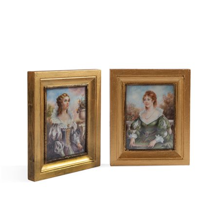  
Coppia di ritratti in miniatura 
 cm 12x9 - con la cornice: cm 17,5x15