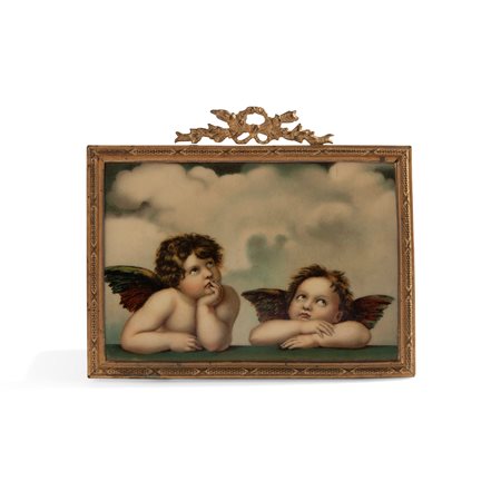  
Placchetta rettangolare in smalto, XIX secolo 
 cm 9x13 - con la cornice: cm 12x14,3