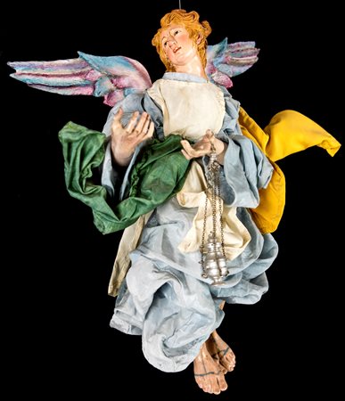  
Antica figura da presepe: angelo con turibolo 
 altezza cm 44