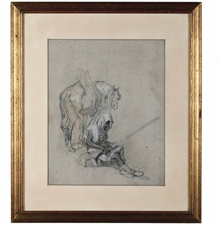 Cavallo con personaggio berbero Anonimo del XIX secolo, ambito di Stefano Ussi