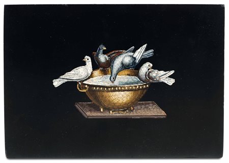 Presse papier con micromosaico "colombe di Plinio". XX secolo