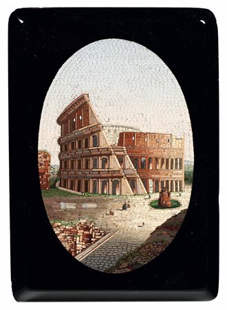 Presse papier con micromosaico raffigurante Colosseo. XX secolo