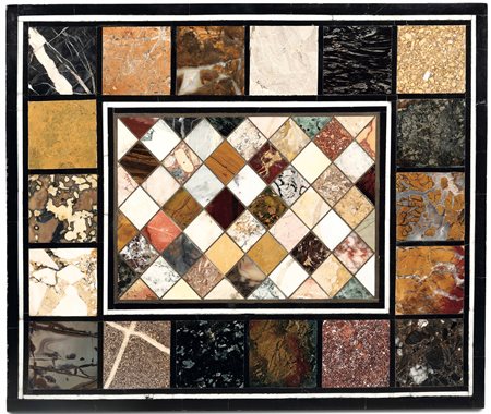 Piano con cornice di diaspri siciliani. XX secolo