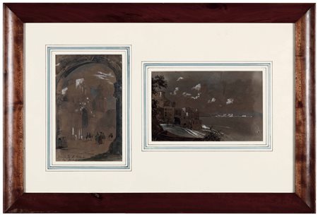 Ingresso di San Domenico - Veduta costiera Scuola napoletana, XIX secolo.