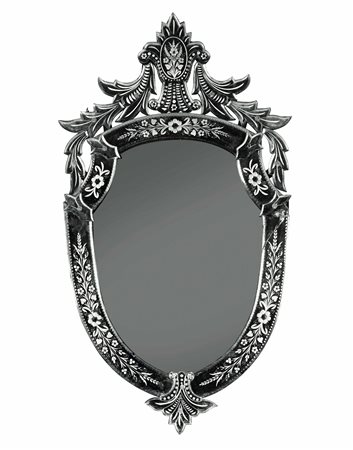 Specchiera a scudo in vetro di Murano inciso. XX secolo