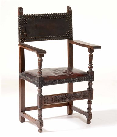 Seggiolone in legno intagliato, XIX-XX secolo