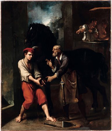 La bottega del maniscalco Scuola romana del XVII secolo