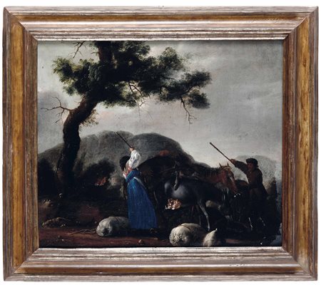 Pastori e cavalli Scuola romana del XVII secolo