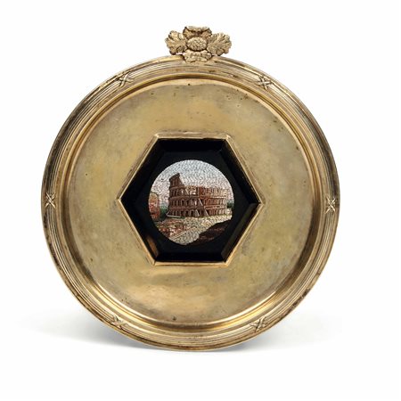 Micromosaico di forma circolare raffigurante il Colosseo, XIX-XX secolo