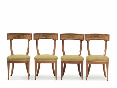 Quattro sedie Direttorio in ciliegio, Toscana, XIX secolo.