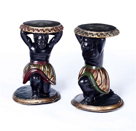 Coppia di moretti reggivaso. Veneto XIX - XX secolo