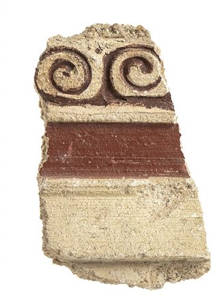 FRAMMENTO DI STUCCO COLORATO E DECORATOEpoca romana imperialealt. cm 12, in...