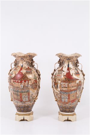 Pair of large ceramic vases. Japan. 19th c. 