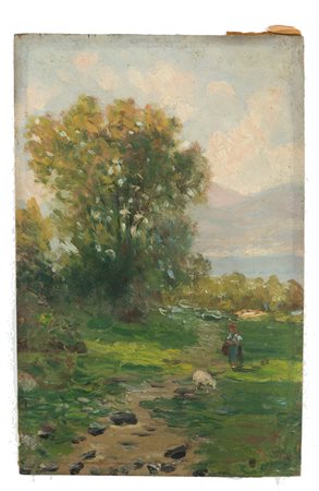 SILVIO POMA. Oil painting on panel. Signed