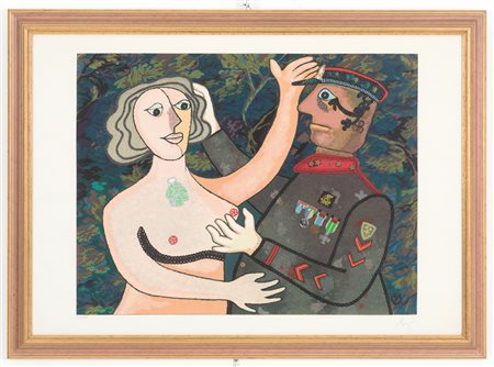 ENRICO BAJ. Serigraphy on paper. 163/199