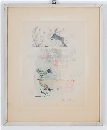 MIMMO ROTELLA. Mixed technique. Signed. 1971