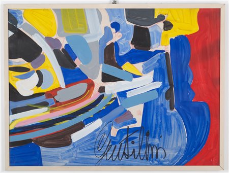 ALDO GENTILINI. Tempera on paper. Signed