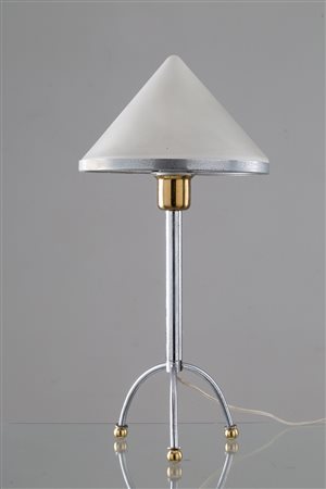Table lamp in metal, brass and glass. '90s